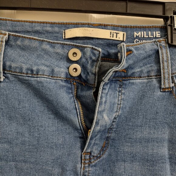 I.T. Millie Petite Curvy Long Rider Denim Bermuda Shorts 14P Medium Wash - Picture 12 of 13